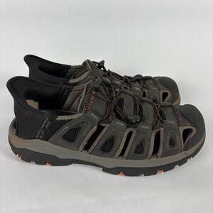 Sketchers Slip-ins, Sandals, Chocolate Brown/Black, Men’s Size 7.5, Steady Grip